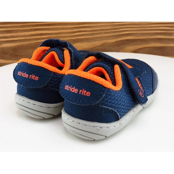 Stride Rite Sz 3 Toddler Boys Sneaker Blue Fabric Jackson Medium - Picture 6 of 11